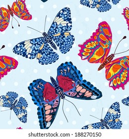 Beautiful seamless background of butterflies