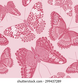 Beautiful seamless background with butterflies
