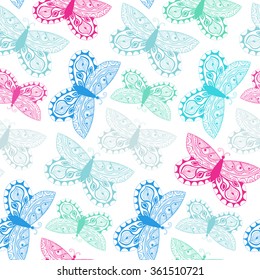 Beautiful seamless background of butterflies. Abstract seamless background, adult Coloring Books