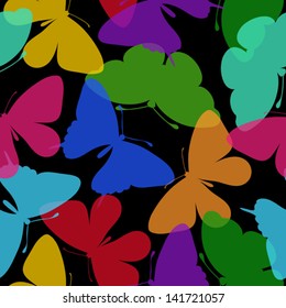 Beautiful seamless background of butterflies. Many similarities in the profile of the artist