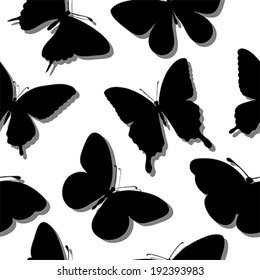 Beautiful seamless background with butterflies silhouettes. Perfect for background greeting cards and invitations of the wedding, birthday, Valentine's Day