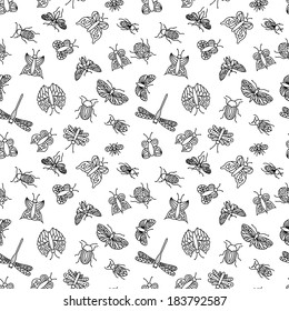 Beautiful seamless background of butterflies, vector illustration