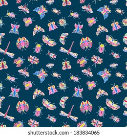 Beautiful seamless background of butterflies, vector illustration