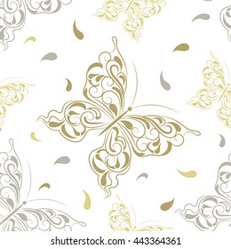 Beautiful seamless background of butterflies in vintage style