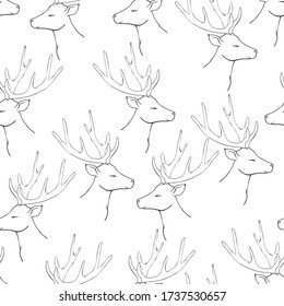 Beautiful seamless background with cute deer. Vector illustration for textile printing, Wallpaper, wrapping paper.
