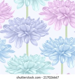 Beautiful seamless background with dahlia. Hand-drawn with effect of drawing in watercolor