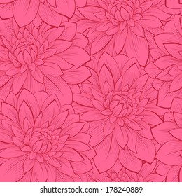 Beautiful seamless background with flowers. Hand-drawn contour lines and strokes. Perfect for background greeting cards and invitations to the day of the wedding, birthday