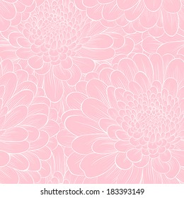 Beautiful seamless background with flowers. Hand-drawn contour lines and strokes. Perfect background greeting cards and invitations to the day wedding, birthday, Valentine's day