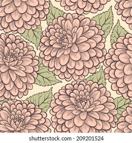 Beautiful seamless background with flowers. Hand-drawn contour lines and strokes. Perfect background greeting cards and invitations to the day wedding, birthday, mother's day