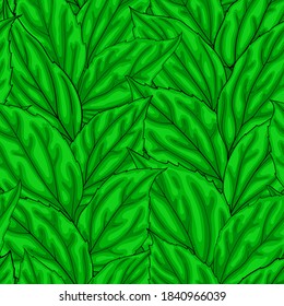 Beautiful seamless background with green leaves. Hand-drawn with effect of drawing in watercolor. design background greeting cards and invitations seasonal autumn, spring, summer holidays