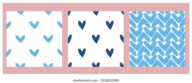 Hermoso fondo impecable con corazones pintados a mano. Día de San Valentín. Decoración de San Valentín. Antecedentes románticos con corazones. Patrón gráfico de formas simples de color pastel
