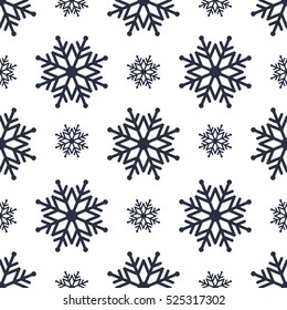 Beautiful seamless background for Merry Christmas or New year. Snow-flakes on a white background. Vector.
