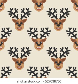 Beautiful seamless background for Merry Christmas or New year. Deers on a white background. Pattern for wrapping paper or fabric. Vector.