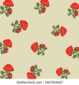 Beautiful seamless background with red peonies flower design greeting card and invitation of wedding birthday and other seasonal holiday,textile,fabric.