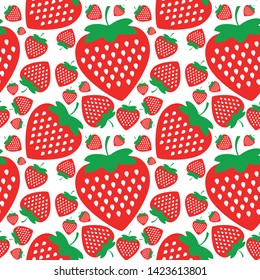Beautiful seamless background with red strawberry berry on a white background 