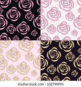 Beautiful seamless background with roses in four colors