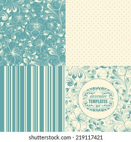 Beautiful seamless background set with four elements. Vector illustration.