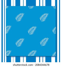 Beautiful seamless background with tropical pattern palm leaves on pastel blue background. Simple nature background. Seamless pattern with hand drawn plants. Fashion design textile 