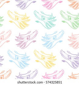 beautiful seamless background of varicolored squids. hand drawn illustration