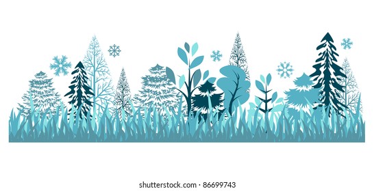 Schönes, nahtloses blaues Muster mit Winterwald