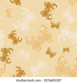 Beautiful seamless butterfly iterative background isolated on contrast back layer. Flying butterfly repeat theme vector. Wildlife insect fauna clipart for textile.