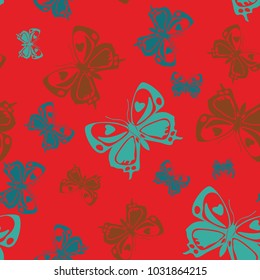 Beautiful seamless butterfly iterative pattern isolated on contrast back layer. Nature butterfly repeat theme vector. Wildlife insect fauna clipart for cover.