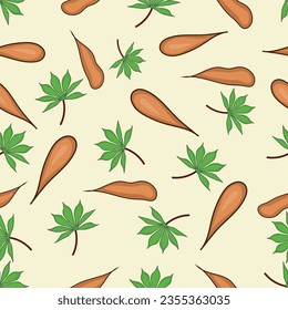 Beautiful seamless cassava leaf pattern design for decoration, wallpaper, wrapping paper, fabric, background and more.