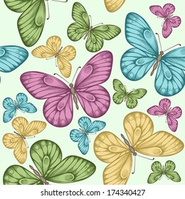 Beautiful seamless with colorful butterflies