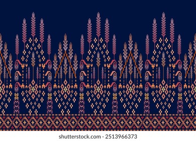 Beautiful seamless cross stitch pattern.
geometric ethnic oriental pattern traditional background.
Aztec style,abstract,vector,illustration.
design for texture,fabric,clothing,wrapping,decoration,carp