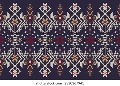 Beautiful seamless cross stitch pattern.geometric ethnic oriental pattern traditional background.Aztec style,abstract,vector,illustration.design for texture,fabric,clothing,wrapping,decoration,carpet.