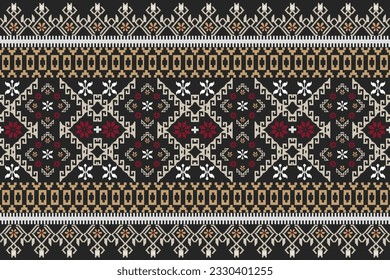 Beautiful seamless cross stitch pattern.geometric ethnic oriental pattern traditional background.Aztec style,abstract,vector,illustration.design for texture,fabric,clothing,wrapping,decoration,carpet.