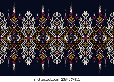 Hermoso patrón de costura cruzada sin costura.Patrón geométrico étnico oriental tradicional de fondo.Estilo azteca, abstracto, vector, ilustración.diseño para textura, tela, ropa, envoltura, decoración, alfombra.