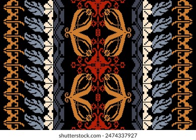 Beautiful seamless cross stitch pattern.geometric ethnic oriental pattern traditional background.Aztec style,abstract,vector,illustration.design for texture,fabric,clothing,wrapping,decoration,carpet.