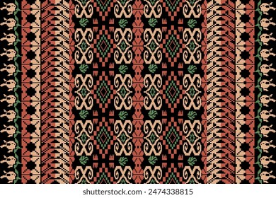 Beautiful seamless cross stitch pattern.geometric ethnic oriental pattern traditional background.Aztec style,abstract,vector,illustration.design for texture,fabric,clothing,wrapping,decoration,carpet.