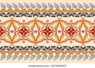 Beautiful seamless cross stitch pattern.geometric ethnic oriental pattern traditional background.Aztec style,abstract,vector,illustration.design for texture,fabric,clothing,wrapping,decoration,carpet.