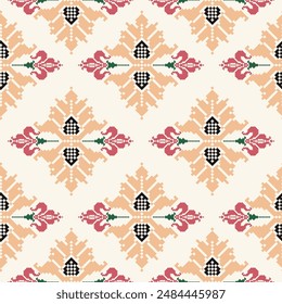 Beautiful seamless cross stitch pattern.geometric ethnic oriental pattern traditional background.Aztec style,abstract,vector,illustration.design for texture,fabric,clothing,wrapping,decoration,carpet.