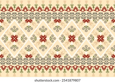 Schöne nahtlose Kreuzstich-Muster.geometrische ethnische orientalische Muster traditionellen Hintergrund.Aztec Stil, abstrakt, Vektor, Illustration.Design für Textur, Stoff, Kleidung, Umhüllung, Dekoration, Teppich.