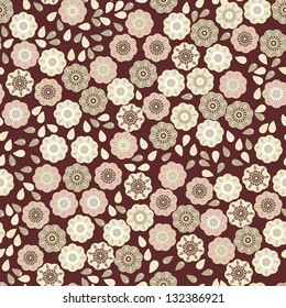 Beautiful seamless cute funny flower pattern. Vector illustration