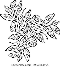 Bela sem emenda padrão de design de girar e torcer folhas que irradiam para a periferia, moderna mão desenhada curvy vetor ilustração de folhas pontilhadas para bordados, almofada, cortina, tecido etc