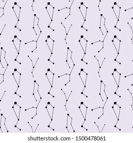 Beautiful seamless doodle geometric constellation pattern.