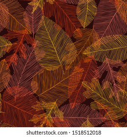 Beautiful seamless doodle pattern with vintage leaves sketch. design background greeting cards and invitations to the wedding, birthday, mother s day and other seasonal autumn holidays