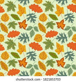 Beautiful seamless doodle pattern with vintage leaves sketch. design background greeting cards and invitations to the wedding, birthday, mother s day and other seasonal autumn