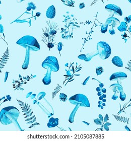 Beautiful Seamless fall forest theme pattern with floral and mushrooms image assets, autumn, t-shirts, texture perfect for mugs, fabrics, packaging, POD etc
