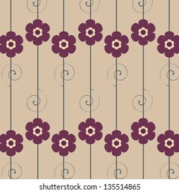 Beautiful seamless floral background with flowers and leaves. Vector art./ Abstract flowers