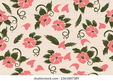 beautiful seamless floral embroidery motif pattern. floral patterned fabric texture.
