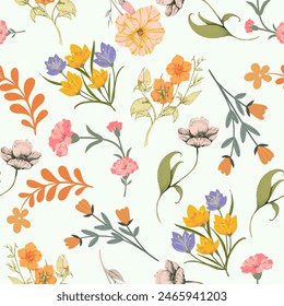 beautiful seamless floral of flowers and leaves