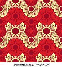 Beautiful seamless floral pattern. Abstract flowers silhouettes. Vector clip art.