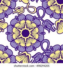 Beautiful seamless floral pattern. Abstract flowers silhouettes. Vector clip art.