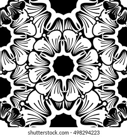 Beautiful seamless floral pattern. Abstract flowers silhouettes. Vector clip art.