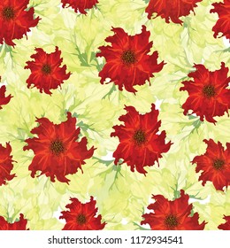Beautiful seamless floral pattern background decorated with red flowers.